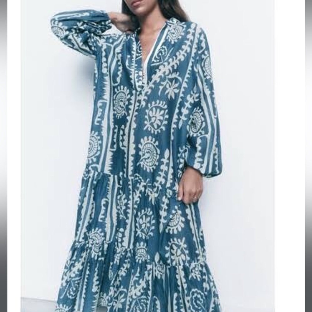 ZARA Printed Midi Dress - Picture 5 of 10